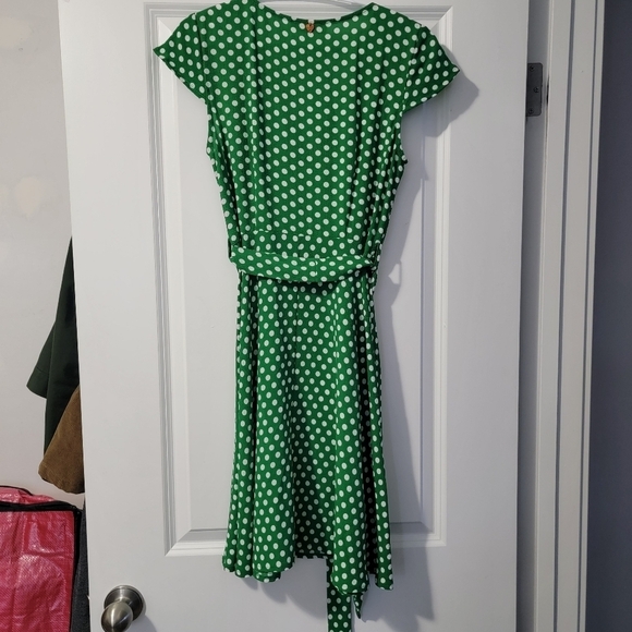NWOT Small Enzzo Green and White Polka Dot Wrap Dress - Picture 4 of 5